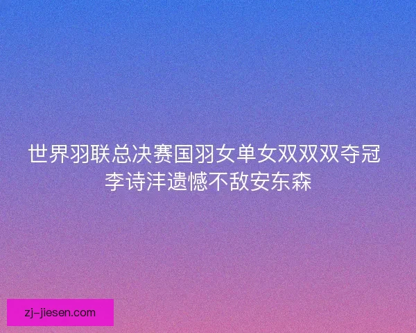 世界羽联总决赛国羽女单女双双双夺冠 李诗沣遗憾不敌安东森