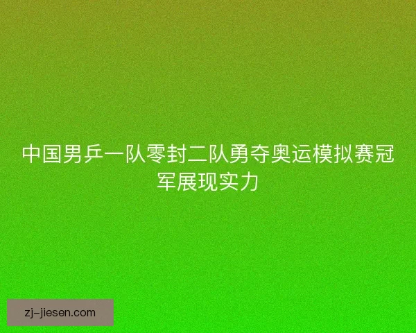 中国男乒一队零封二队勇夺奥运模拟赛冠军展现实力